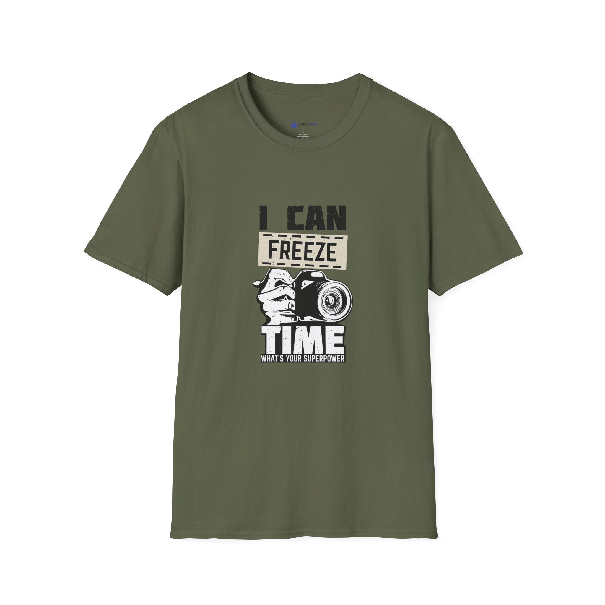 I Can Freeze Time Camera T‑Shirt — Vintage Photographer Quote Tee