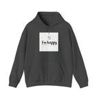 New Day Hoodie — "I'm Happy" Minimal Positive Graphic Sweatshirt.