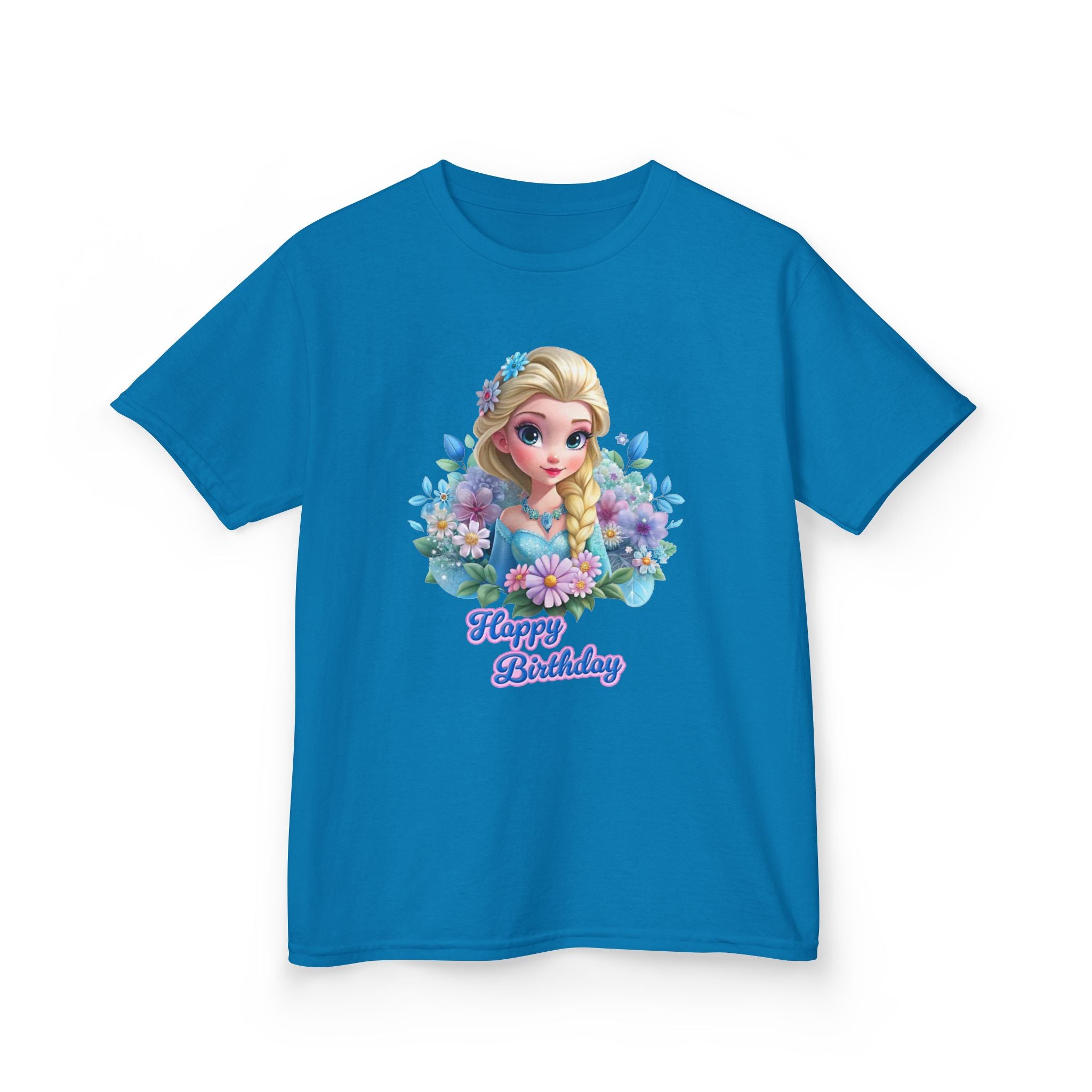 Kids Tee — 'Happy Birthday' Princess Floral Design
