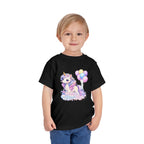 Toddler Tee — Pastel Unicorn "Happy Birthday" Shirt with Balloons