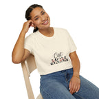 Cat Mom T-Shirt – Floral Script Cat Mom Tee, Cute Casual Gift for Cat Lovers