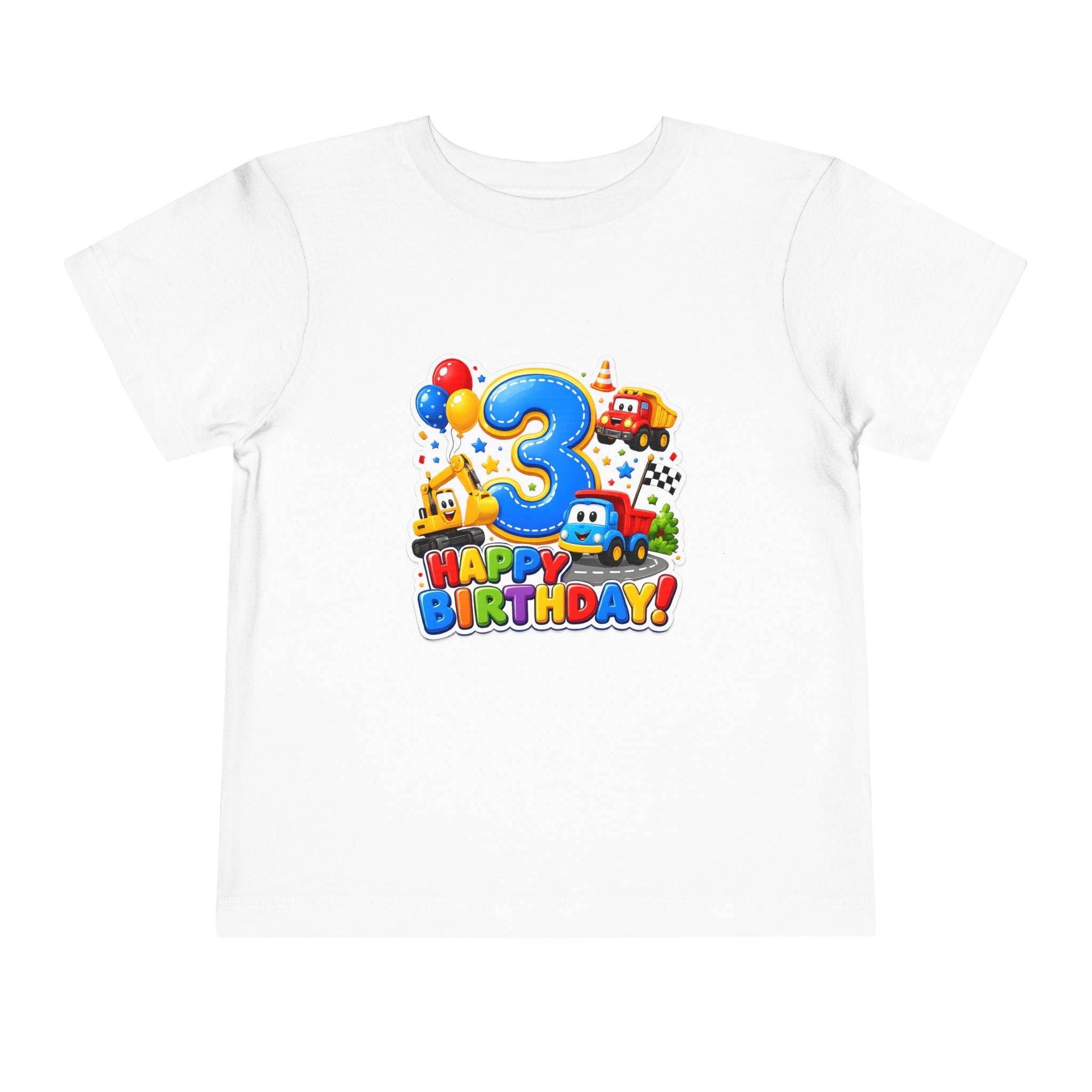 Toddler Birthday Tee — "3" Race Car Happy Birthday Shirt