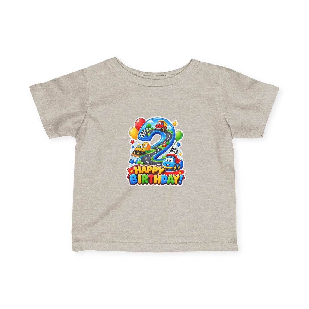 Toddler 2nd Birthday Tee – Colorful Balloon & Race Car "Happy Birthday" Shirt