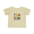 2nd Birthday Infant Tee — Colorful Trucks, Balloons & 'Happy Birthday' Design
