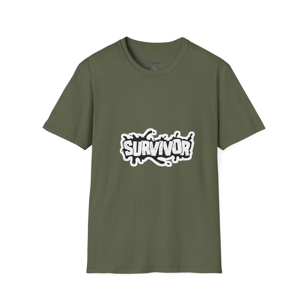Survivor Graphic T-Shirt — Bold Grunge Logo Tee for Cancer, Trauma & Recovery Awareness