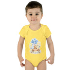 Baby Bodysuit - Blue Teddy Bear with Balloons "Happy Birthday" Infant Onesie