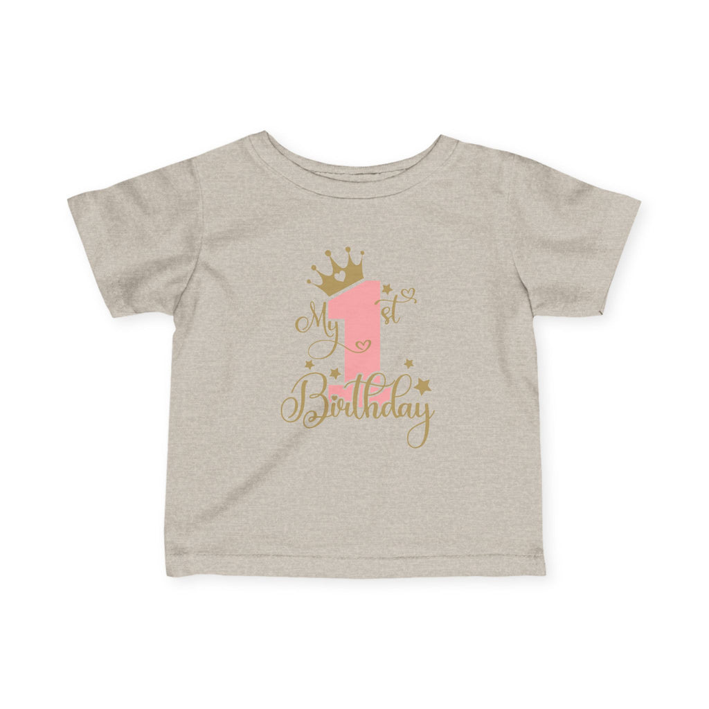 Infant Tee — "My 1st Birthday" Pink Crown First Birthday Shirt