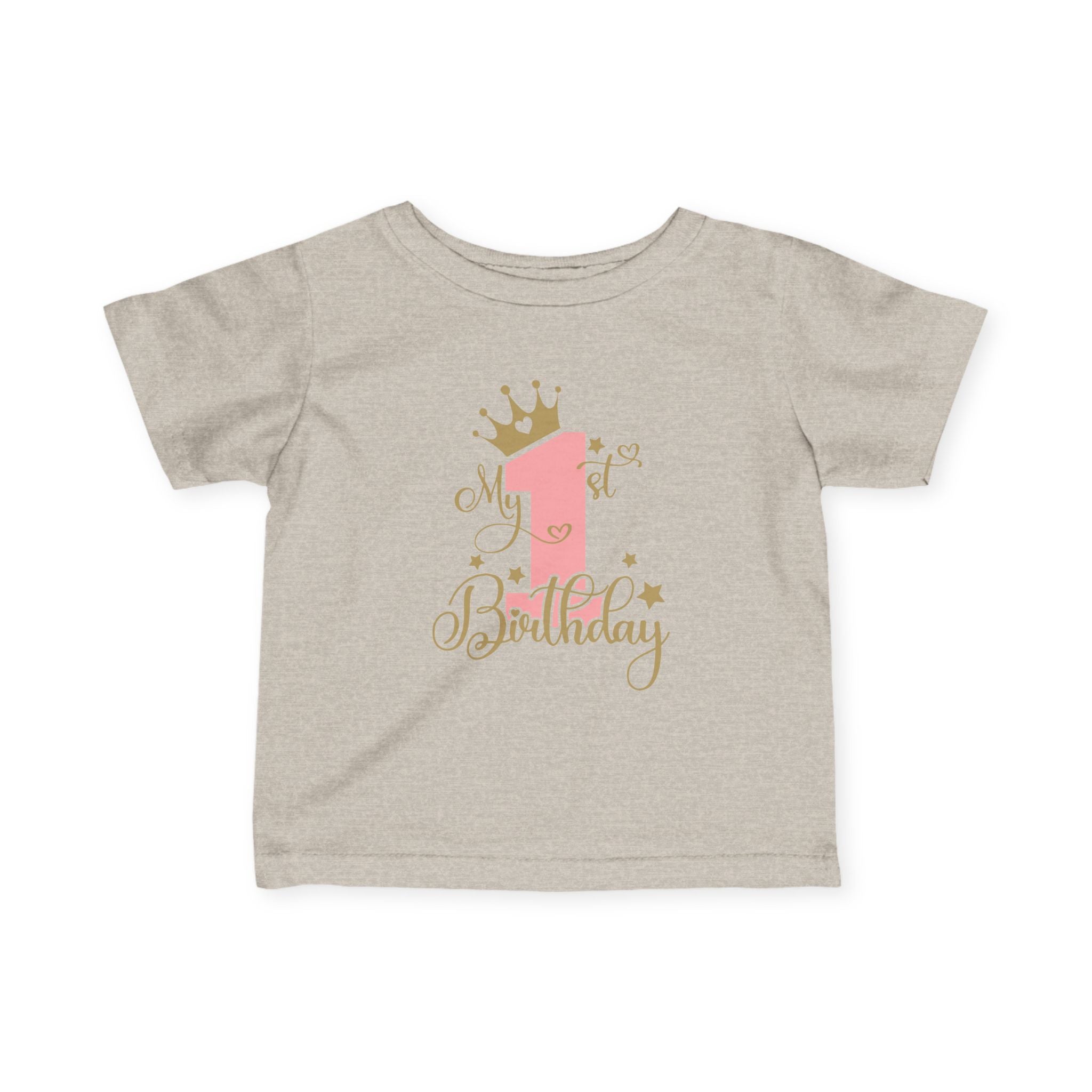 Infant Tee — "My 1st Birthday" Pink Crown First Birthday Shirt