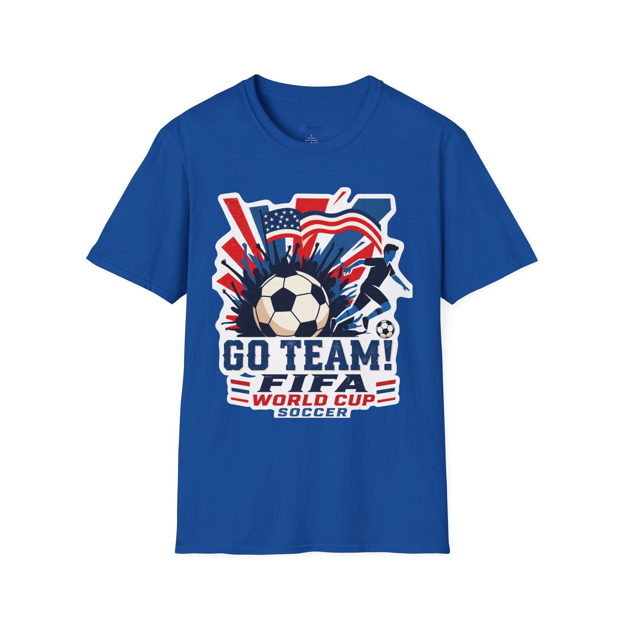 Soccer  Cup T-Shirt – "Go Team! Cup Soccer" USA Flag Design