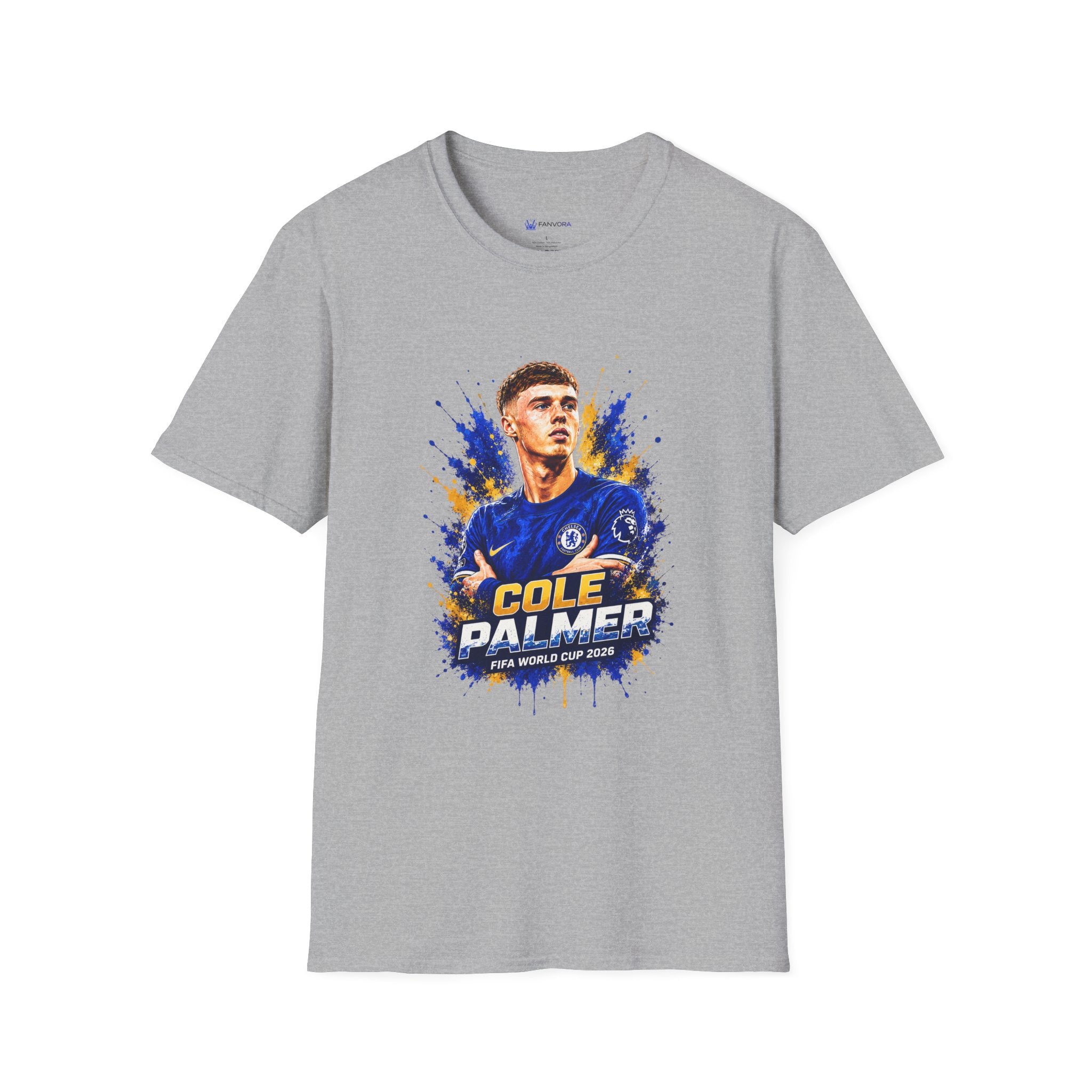 Soccer Player Graphic T-Shirt — 'England Legend' Blue Splash Design