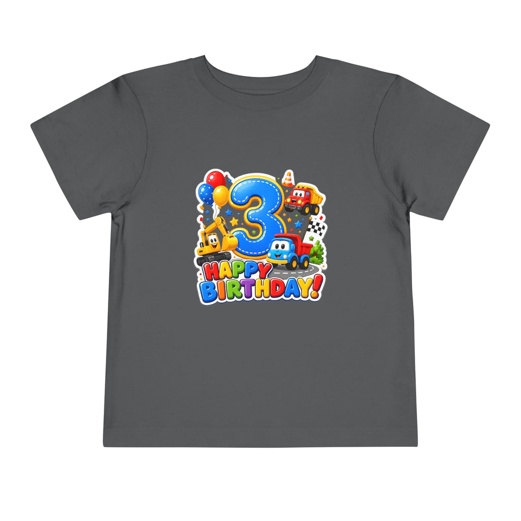 Toddler Birthday Tee — "3" Race Car Happy Birthday Shirt