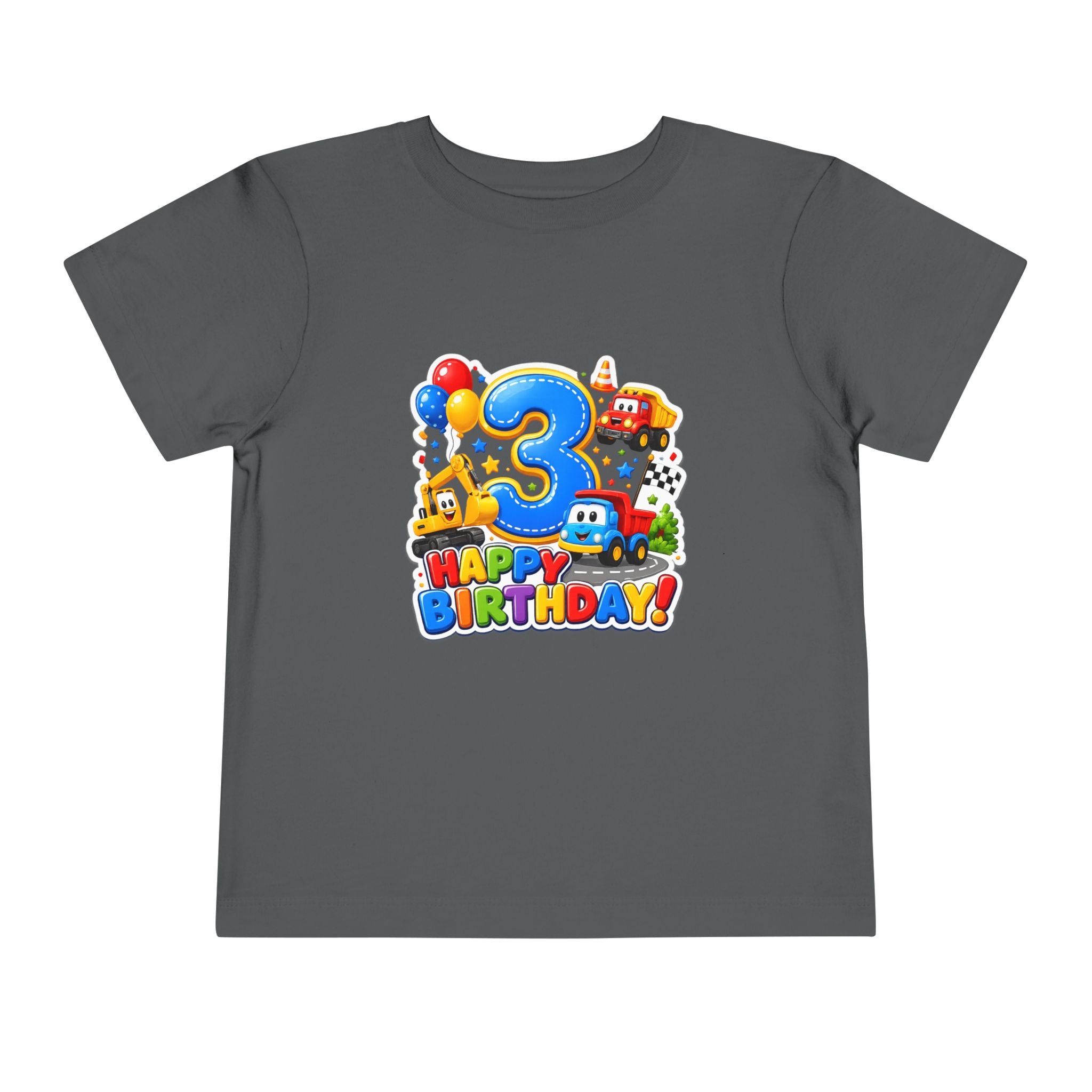 Toddler Birthday Tee — "3" Race Car Happy Birthday Shirt