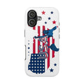 Patriotic USA Tough Phone Case — American Flag Soldier Silhouette.
