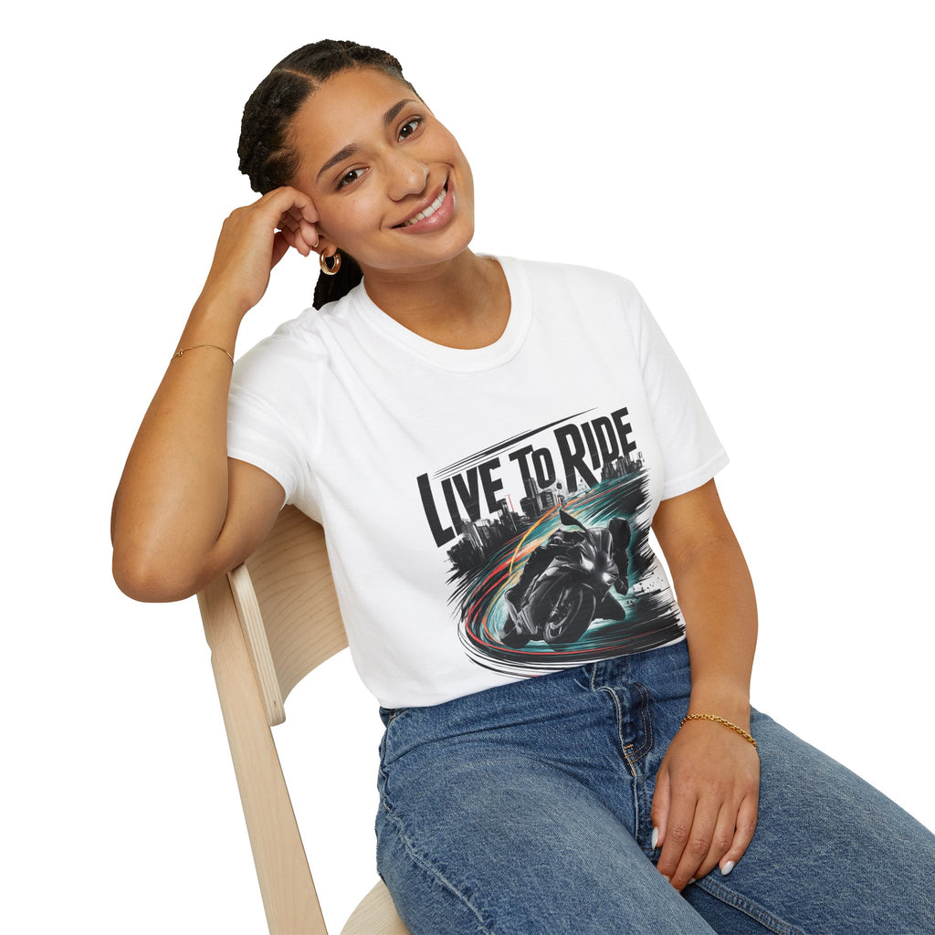 Motorcycle T‑Shirt — "Live to Ride" Racing Bike Graphic Tee