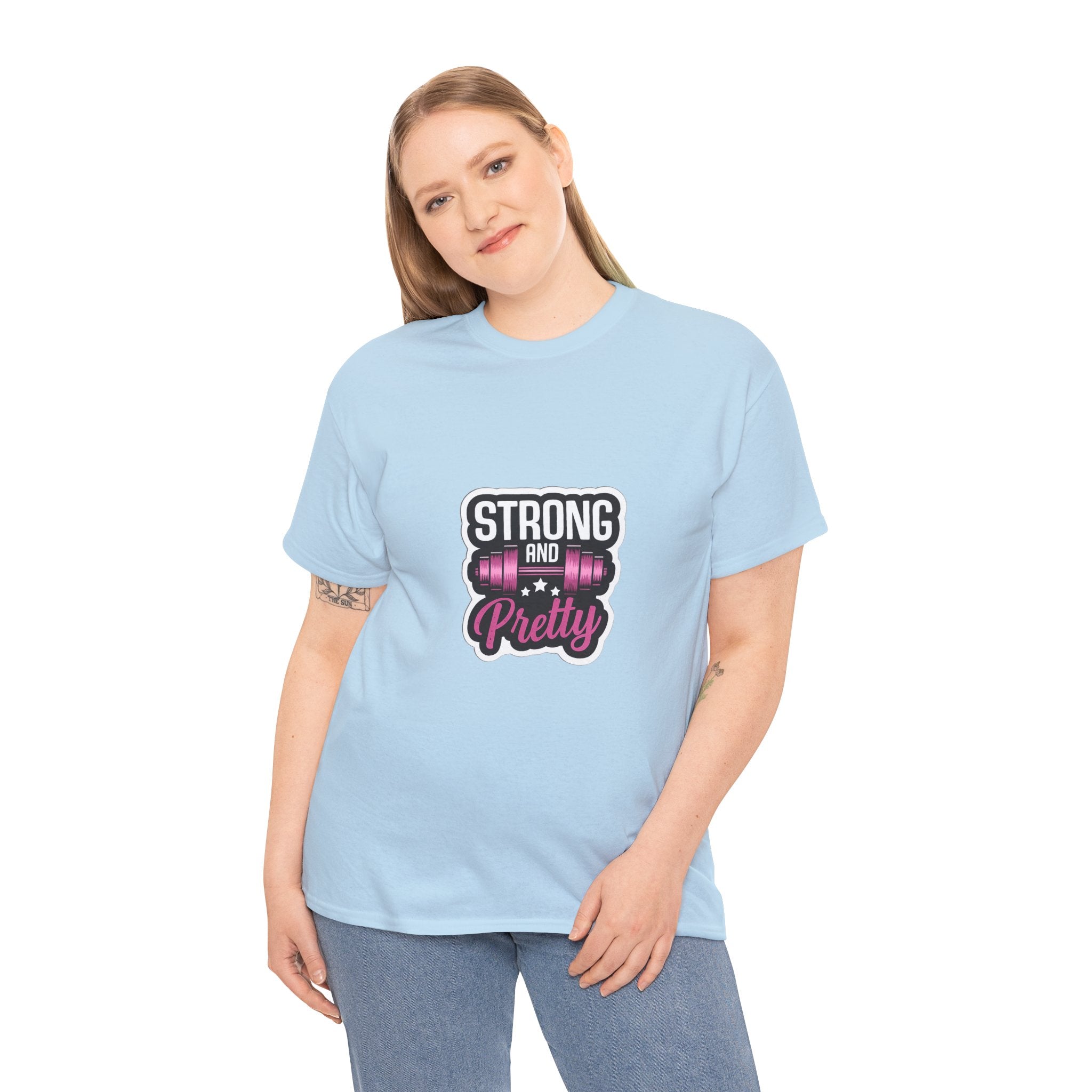 Strong and Pretty Tee — 'Strong and Pretty' Fitness Graphic T-Shirt