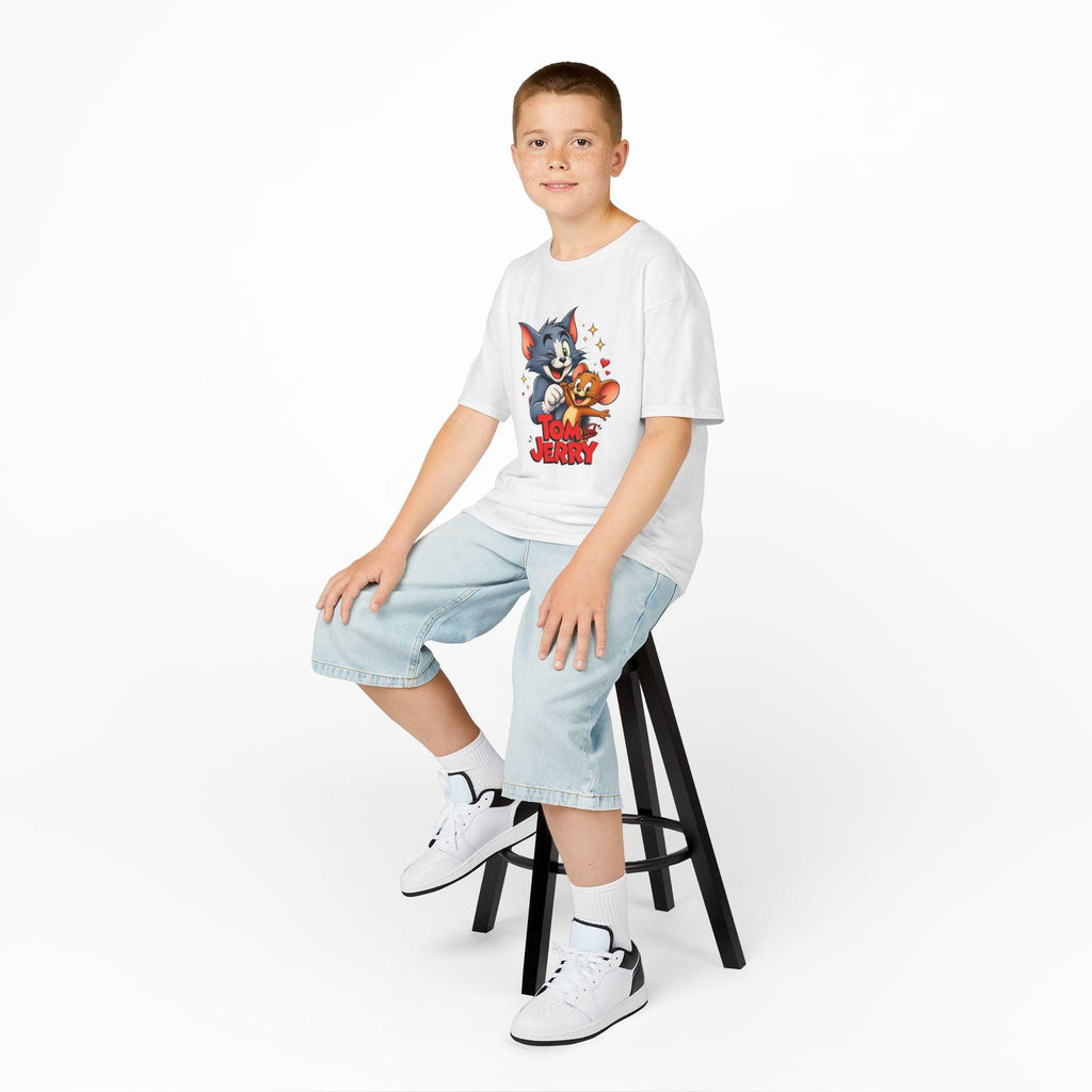 Tom & Jerry Kids T‑Shirt – Vintage Cartoon Cat and Mouse Graphic Tee.