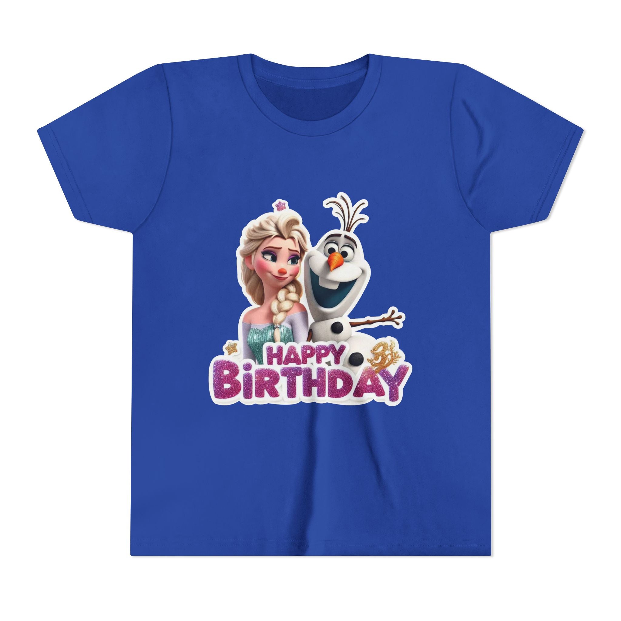 Kids' Birthday Tee - Cute Princess and Snowman "Happy Birthday" Graphic