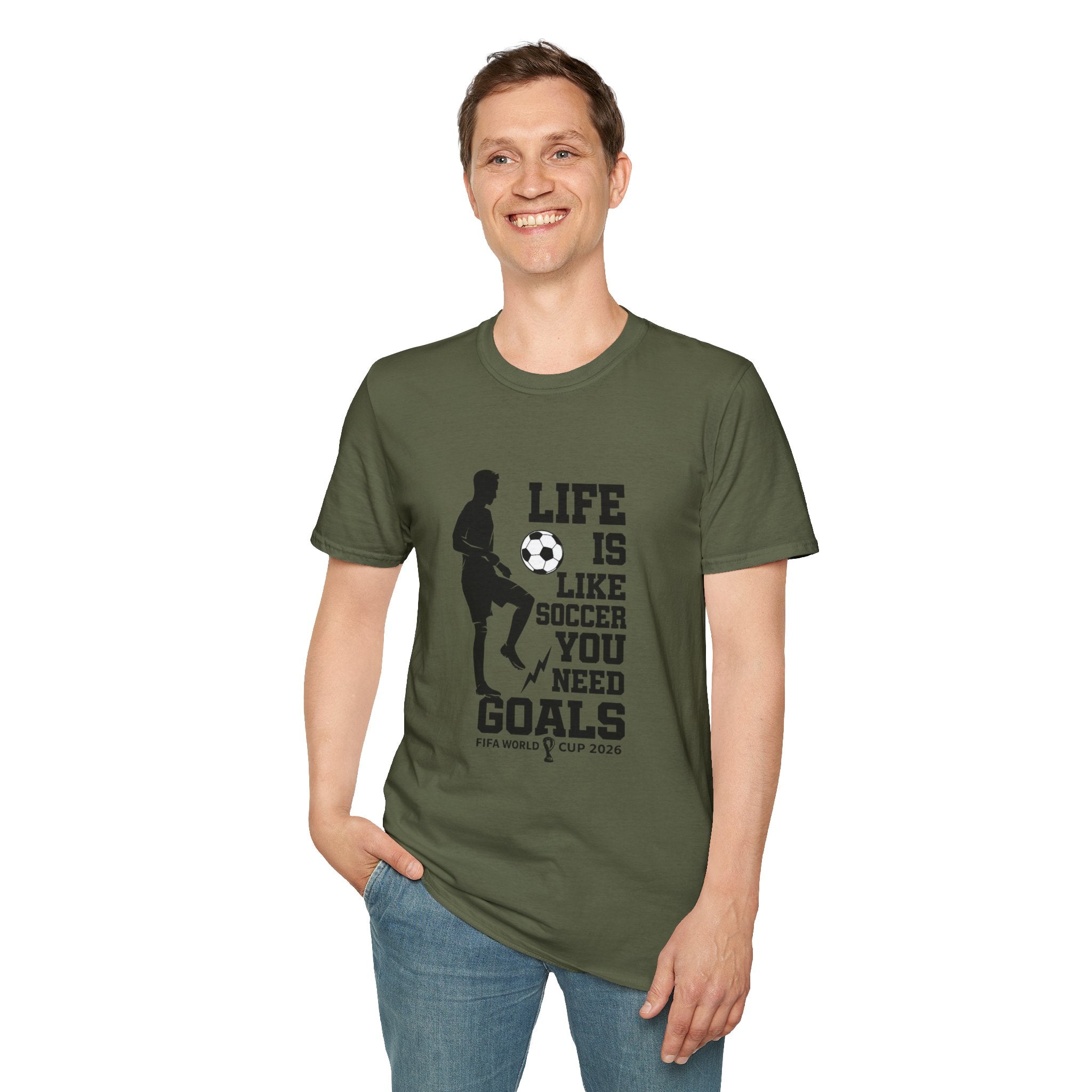 Soccer T-Shirt — "Life Is Like Soccer, You Need Goals" Athletic Tee