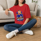 Soccer Player Graphic T-Shirt — 'England Legend' Blue Splash Design