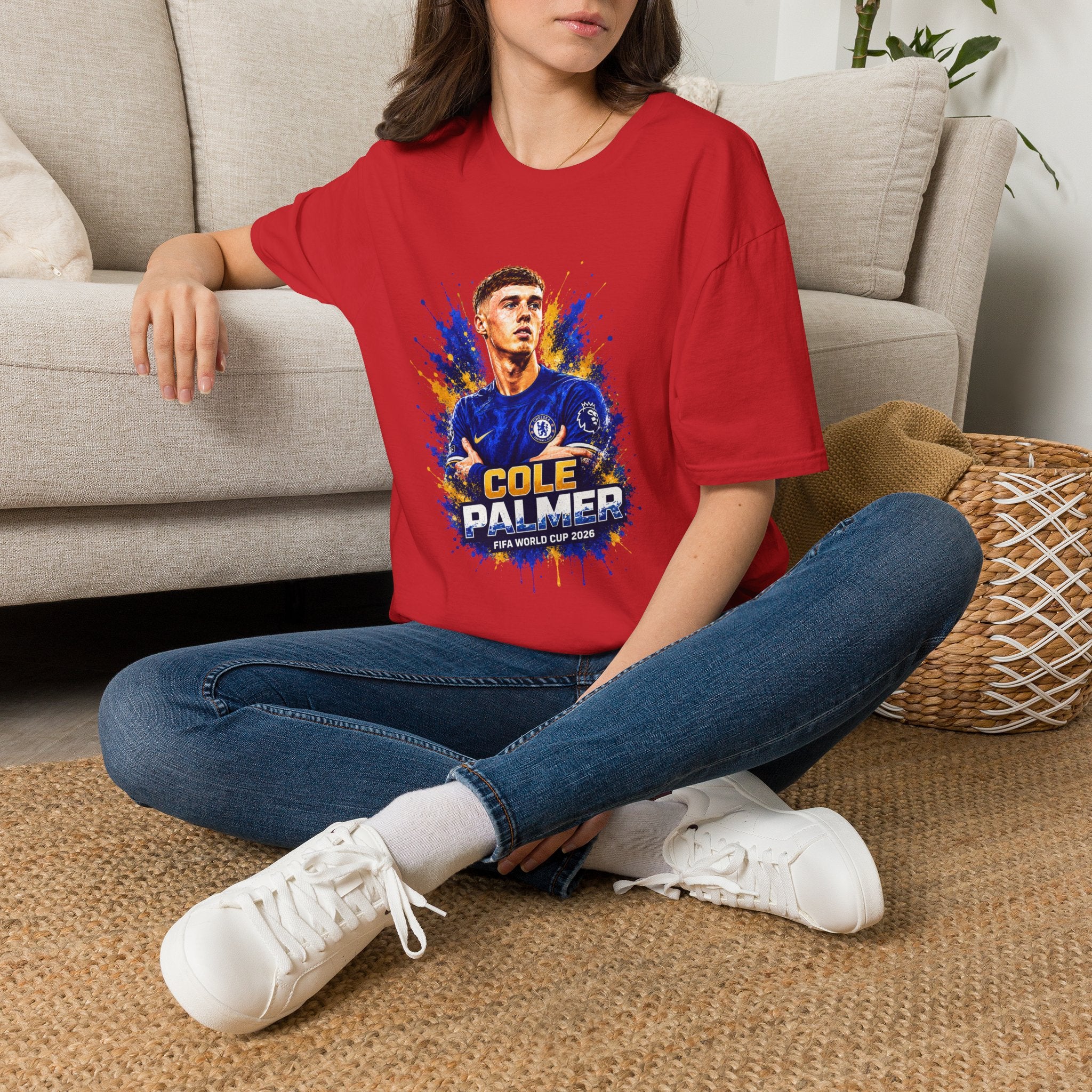 Soccer Player Graphic T-Shirt — 'England Legend' Blue Splash Design