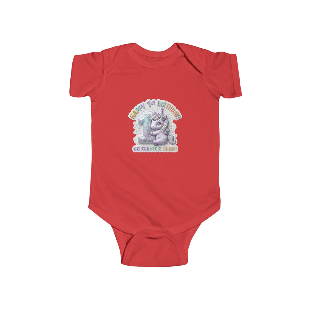 Baby Bodysuit - "Happy 1st Birthday Grandma & Grandpa" Cute Unicorn Keepsake