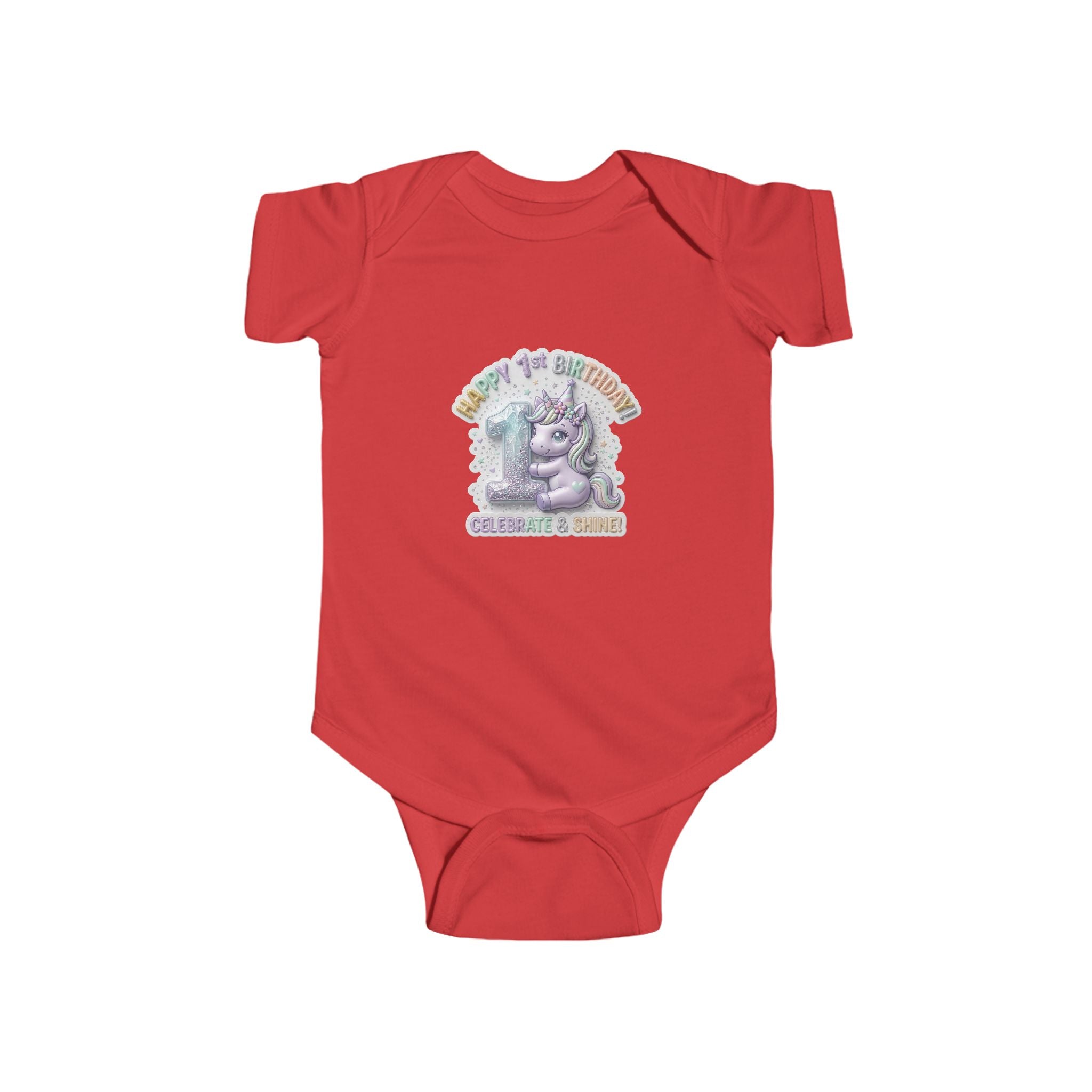 Baby Bodysuit - "Happy 1st Birthday Grandma & Grandpa" Cute Unicorn Keepsake