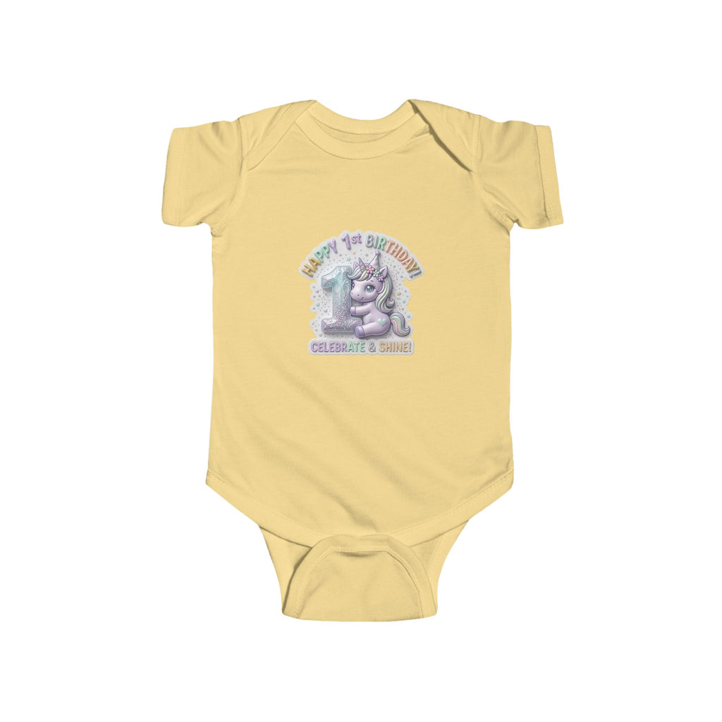 Baby Bodysuit - "Happy 1st Birthday Grandma & Grandpa" Cute Unicorn Keepsake