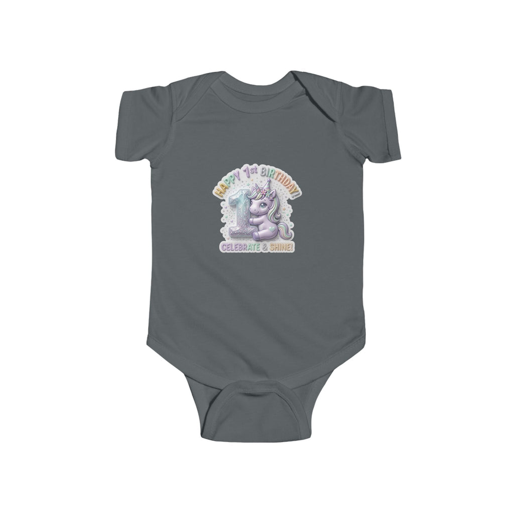 Baby Bodysuit - "Happy 1st Birthday Grandma & Grandpa" Cute Unicorn Keepsake