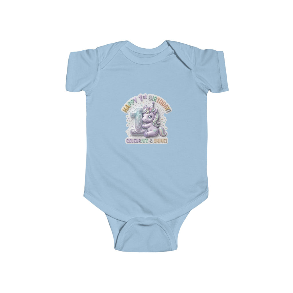 Baby Bodysuit - "Happy 1st Birthday Grandma & Grandpa" Cute Unicorn Keepsake
