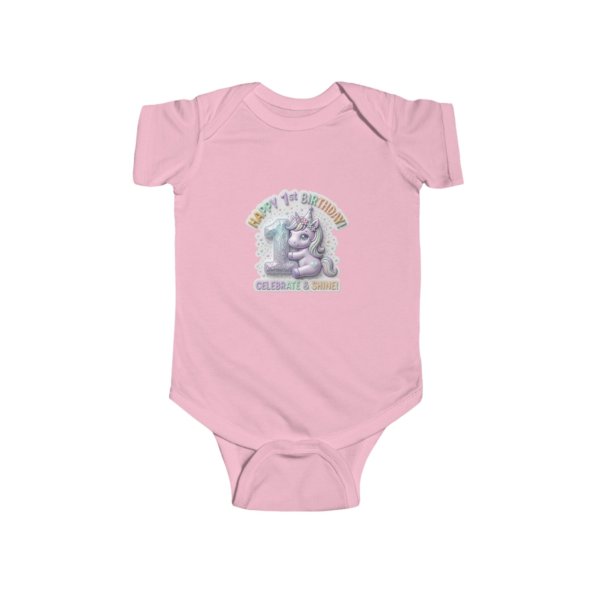 Baby Bodysuit - "Happy 1st Birthday Grandma & Grandpa" Cute Unicorn Keepsake