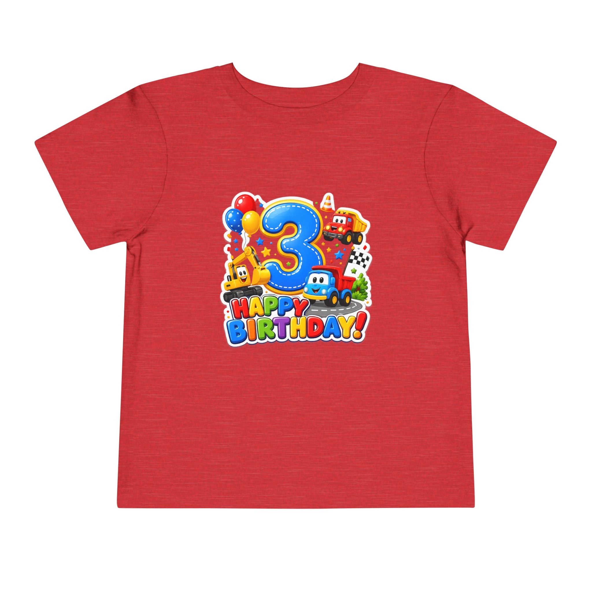 Toddler Birthday Tee — "3" Race Car Happy Birthday Shirt