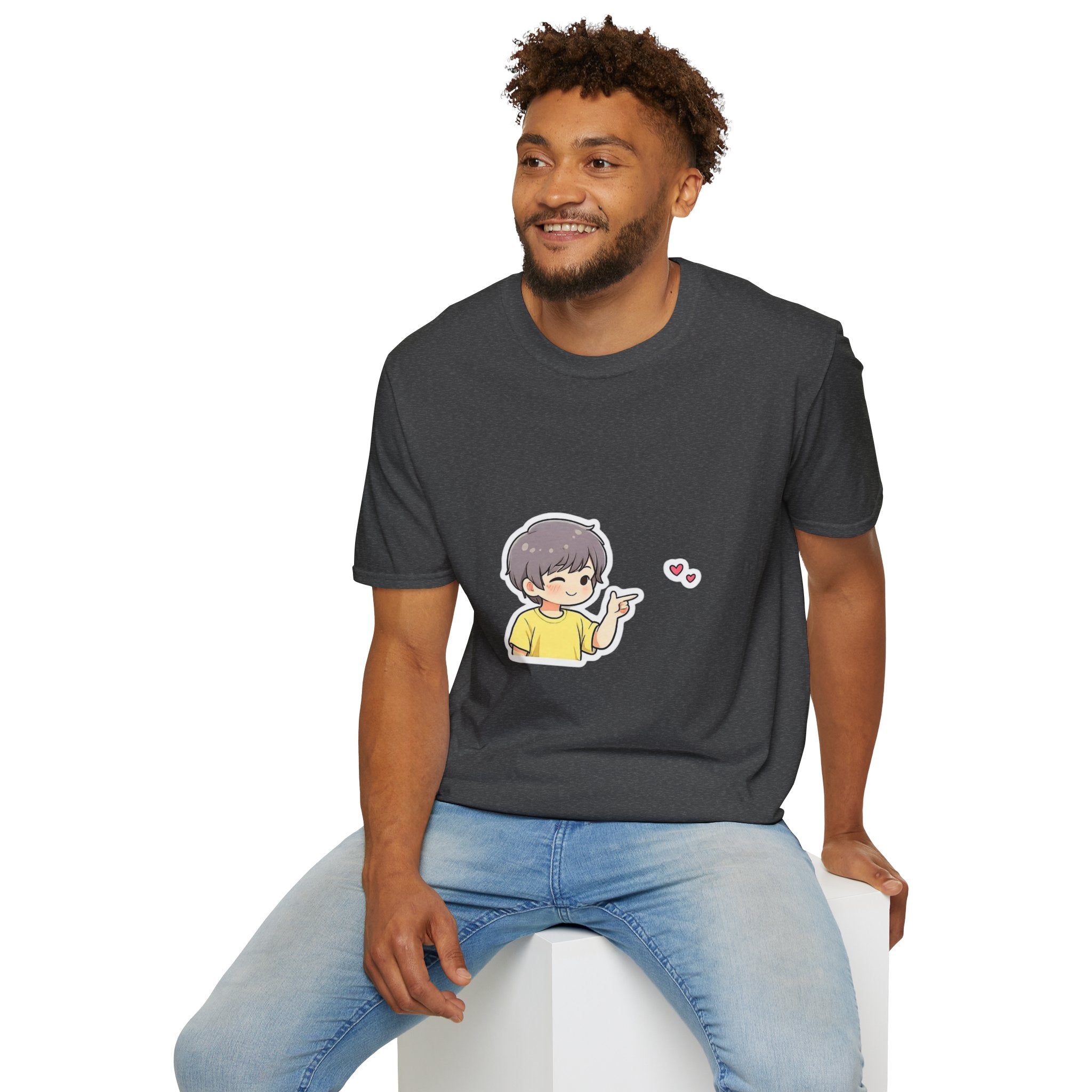 Cute Boy Waving Hearts T-Shirt — Cute Kawaii Cartoon Graphic Tee