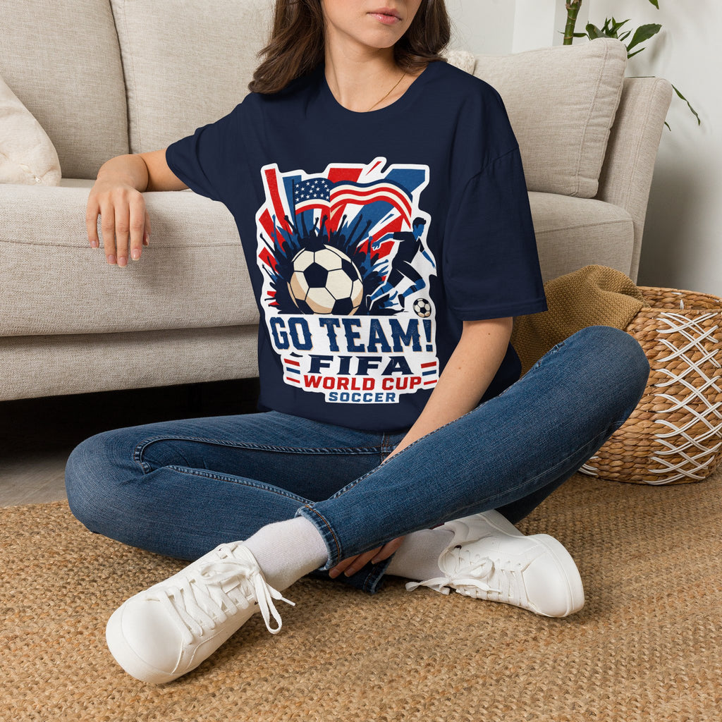 Soccer  Cup T-Shirt – "Go Team! Cup Soccer" USA Flag Design