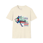 Soccer Cup 2026 T-Shirt — Colorful Player Silhouette with Stadium Skyline