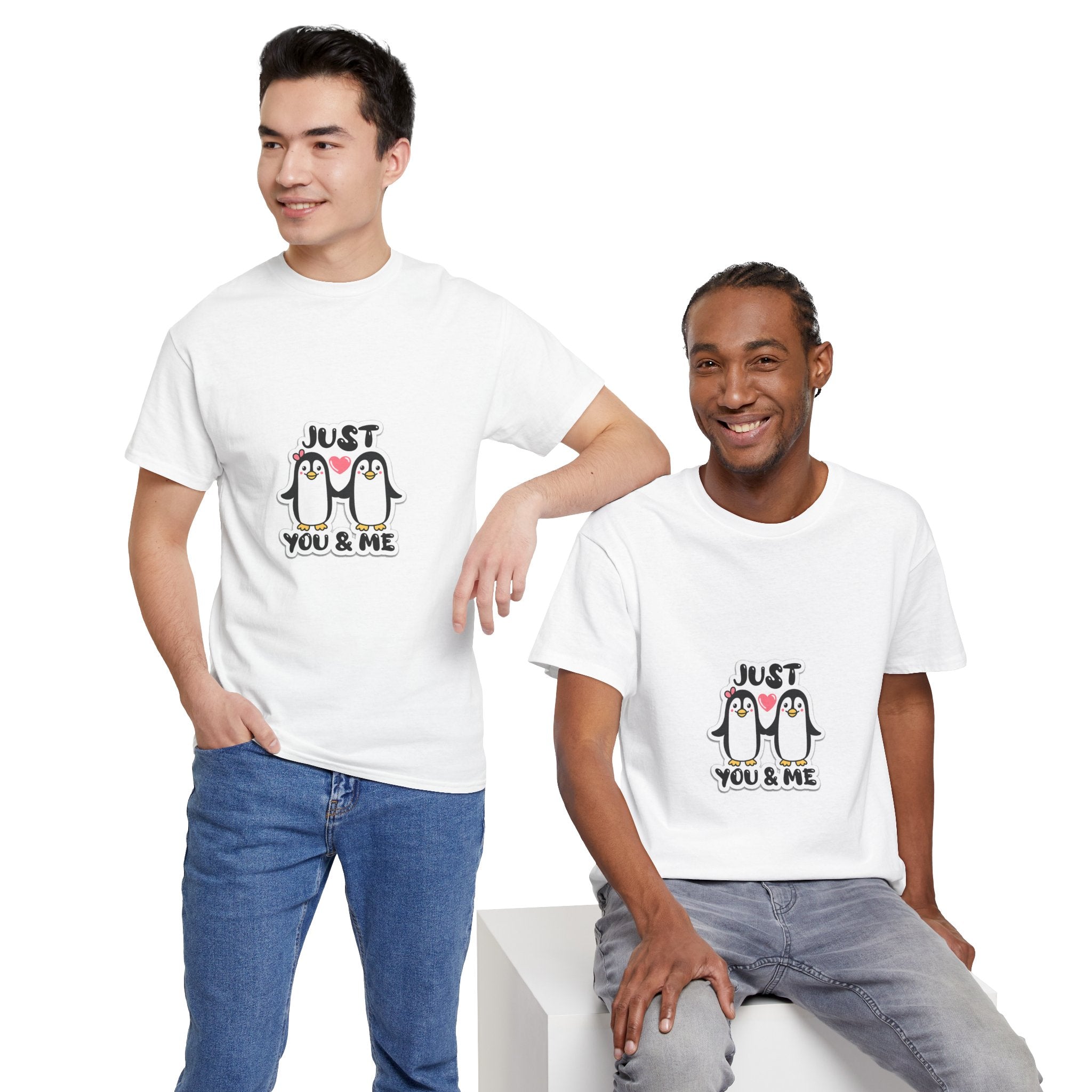 Just You & Me Penguin Tee — Cute Couples Graphic T-Shirt