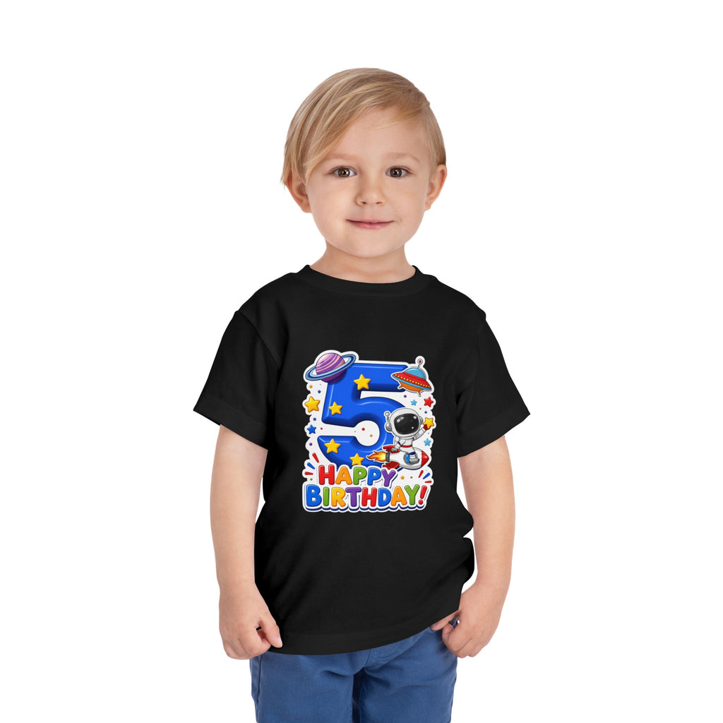 Kids' 5th Birthday Space Tee - Happy Birthday Astronaut Shirt for Toddlers