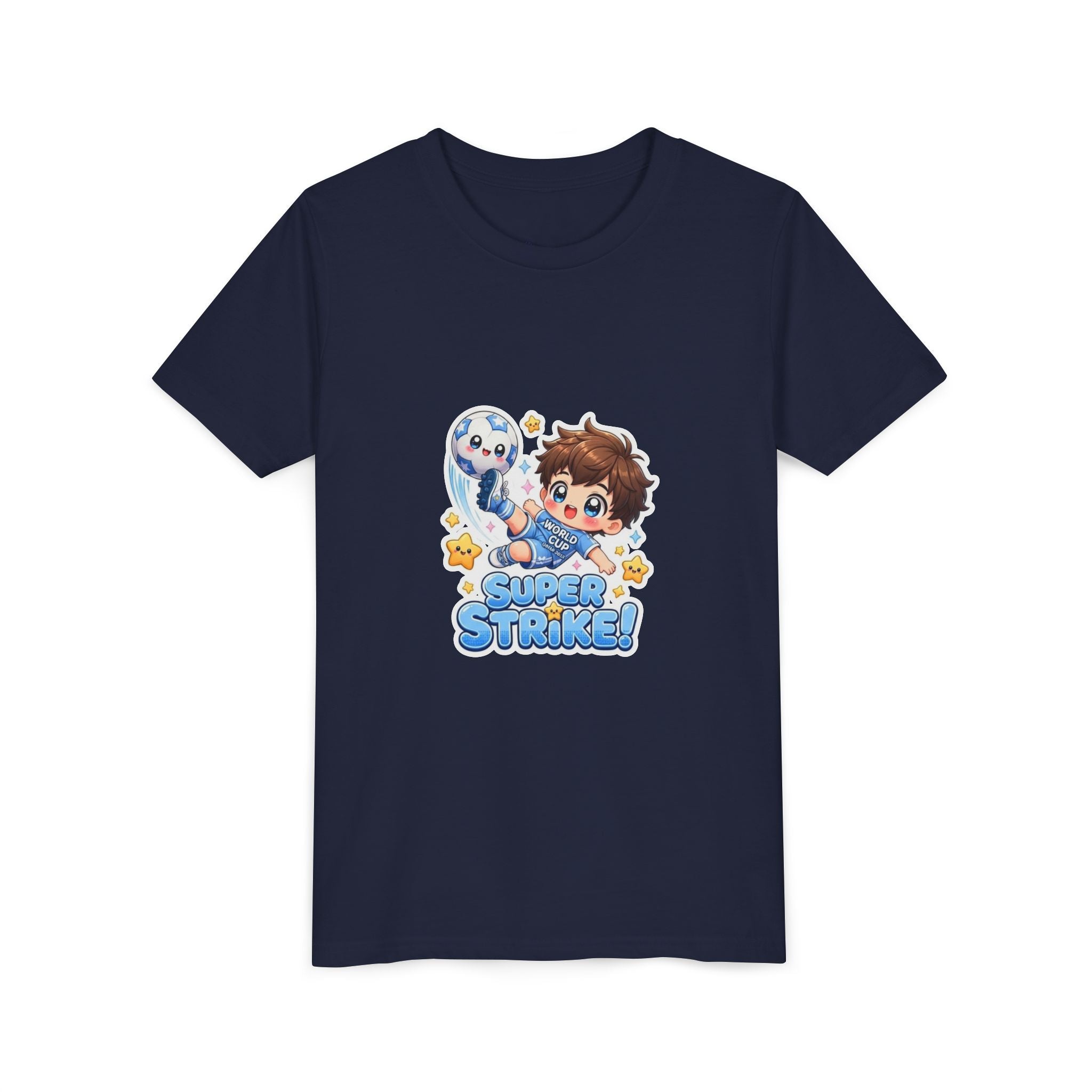 Youth Tee - Cute 'Super Strike!' Soccer Boy Graphic