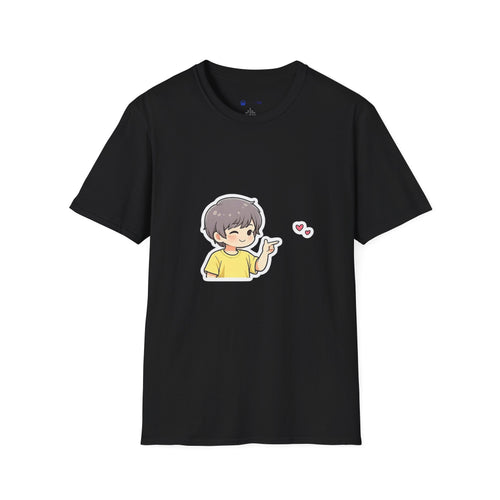 Cute Boy Waving Hearts T-Shirt — Cute Kawaii Cartoon Graphic Tee