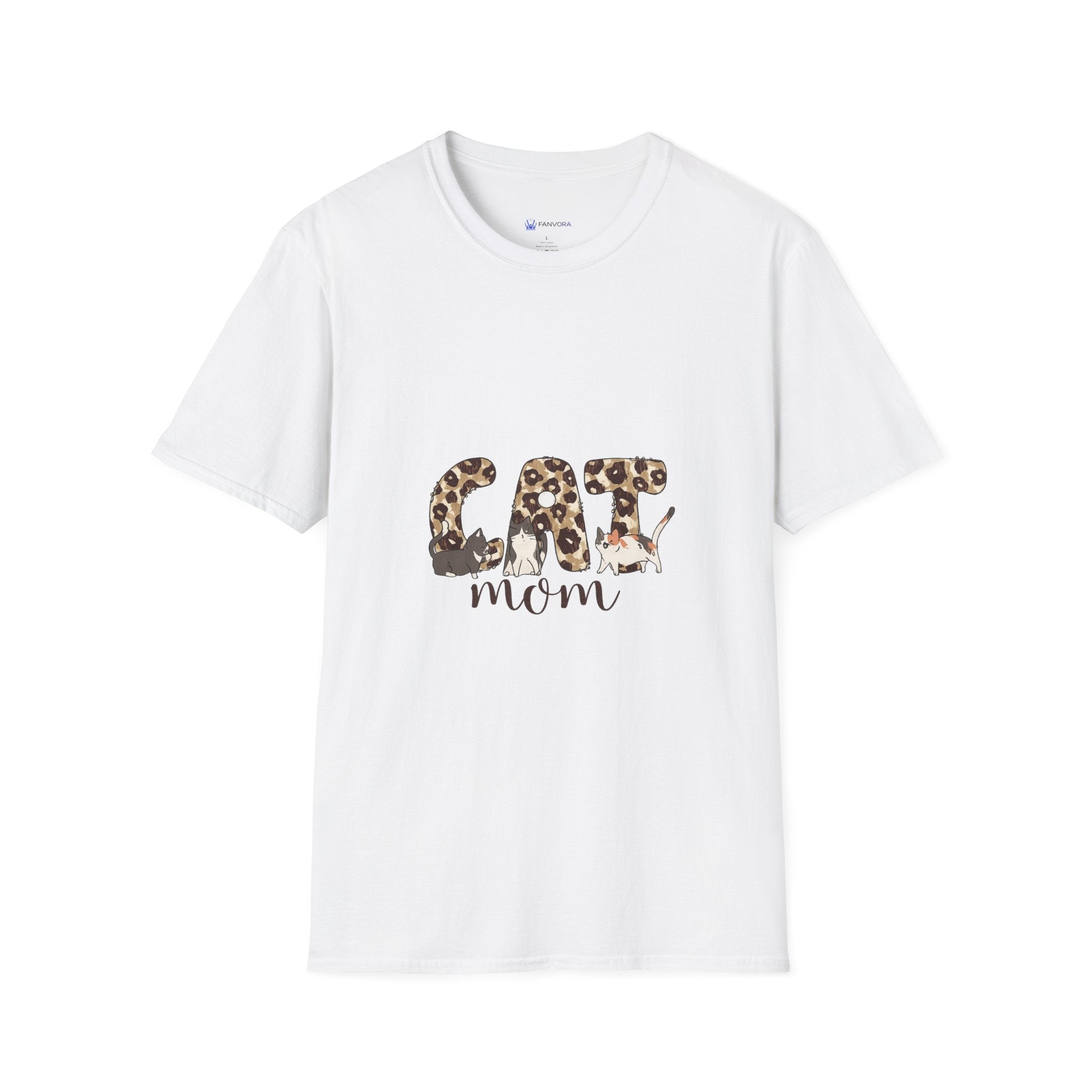 Cat Mom Leopard Print T-Shirt — Cute Graphic Tee for Cat Lovers