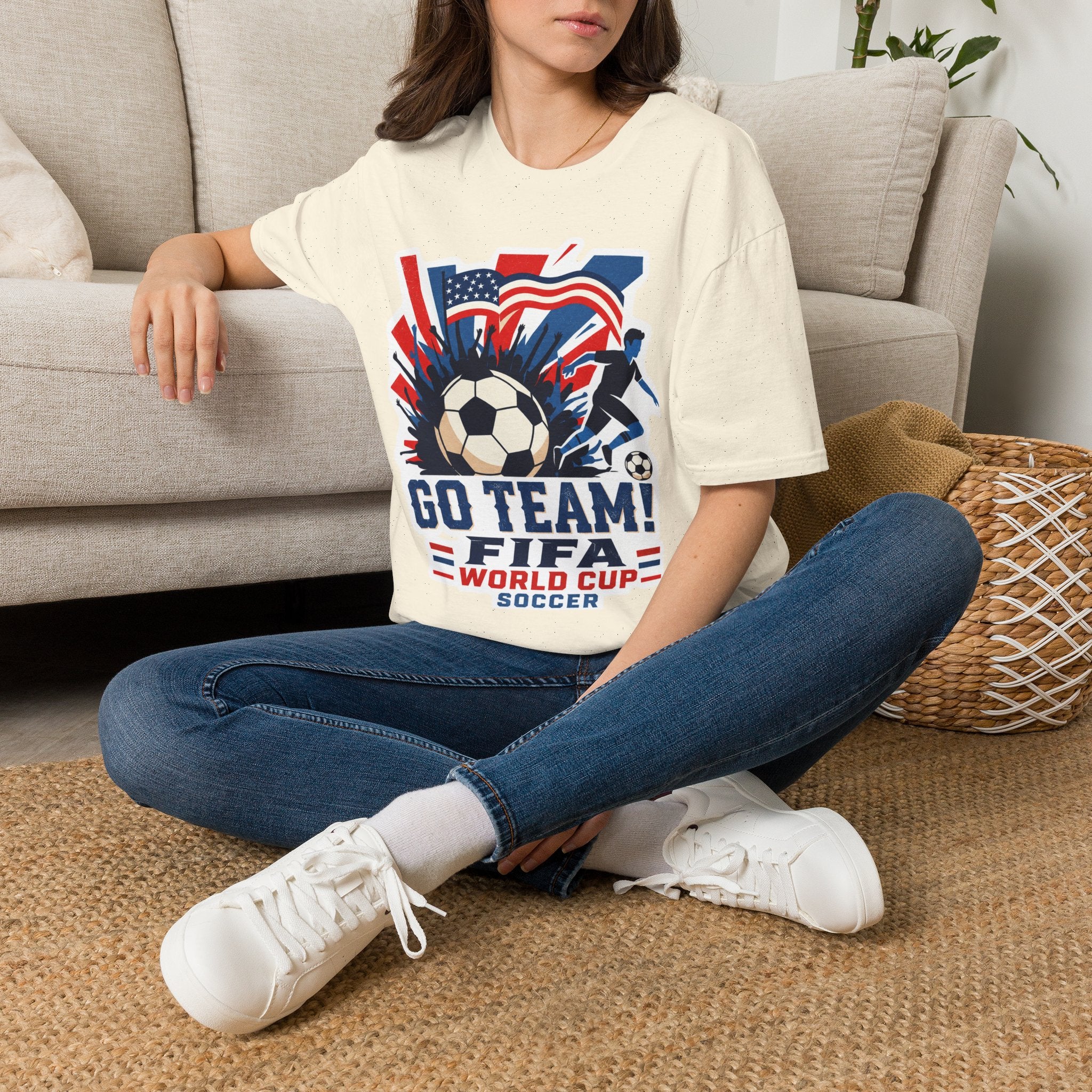 Soccer  Cup T-Shirt – "Go Team! Cup Soccer" USA Flag Design