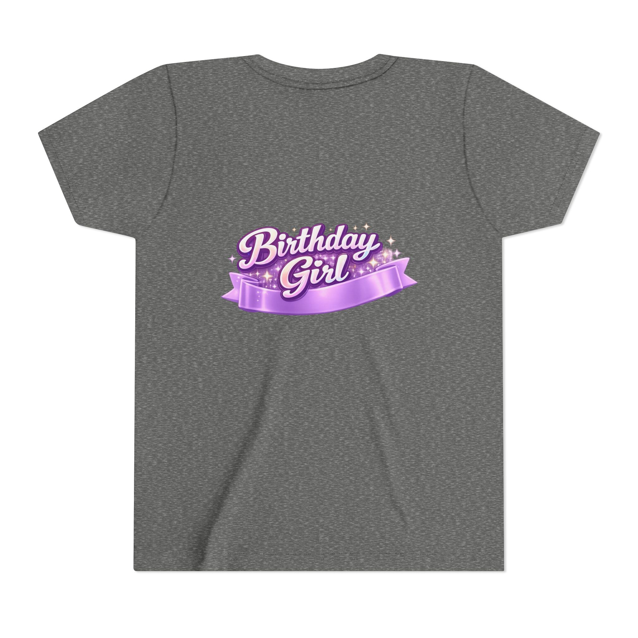 Girls' 5th Birthday Tee - 'Happy Birthday' Glitter Stars Design