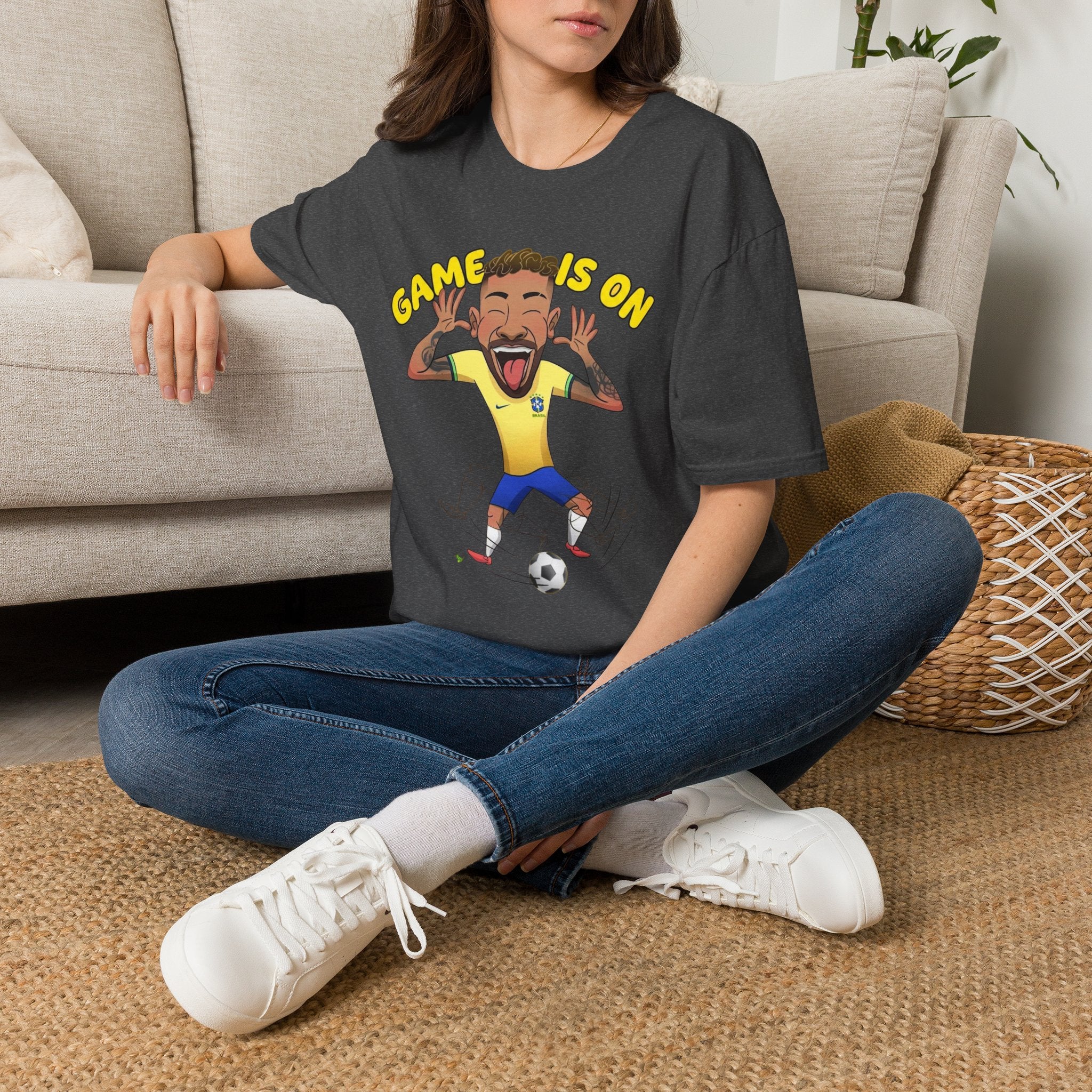 Soccer 'Game Is On' Graphic funny figure design  T‑Shirt