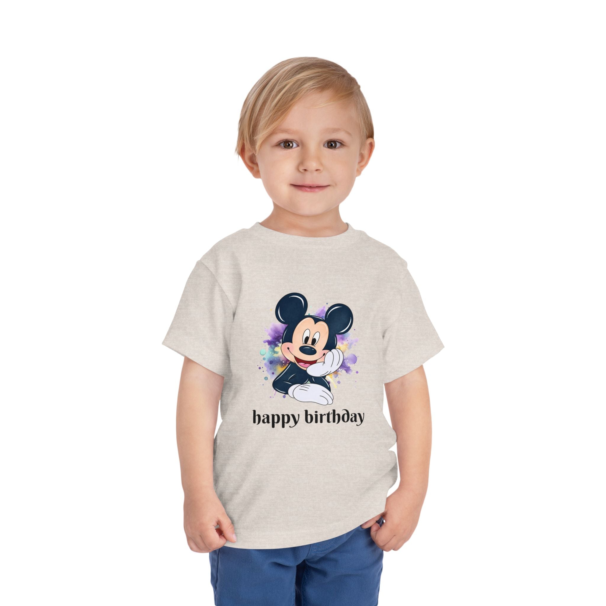 Toddler Tee — Cute Mickey "happy birthday" Birthday Shirt for Kids