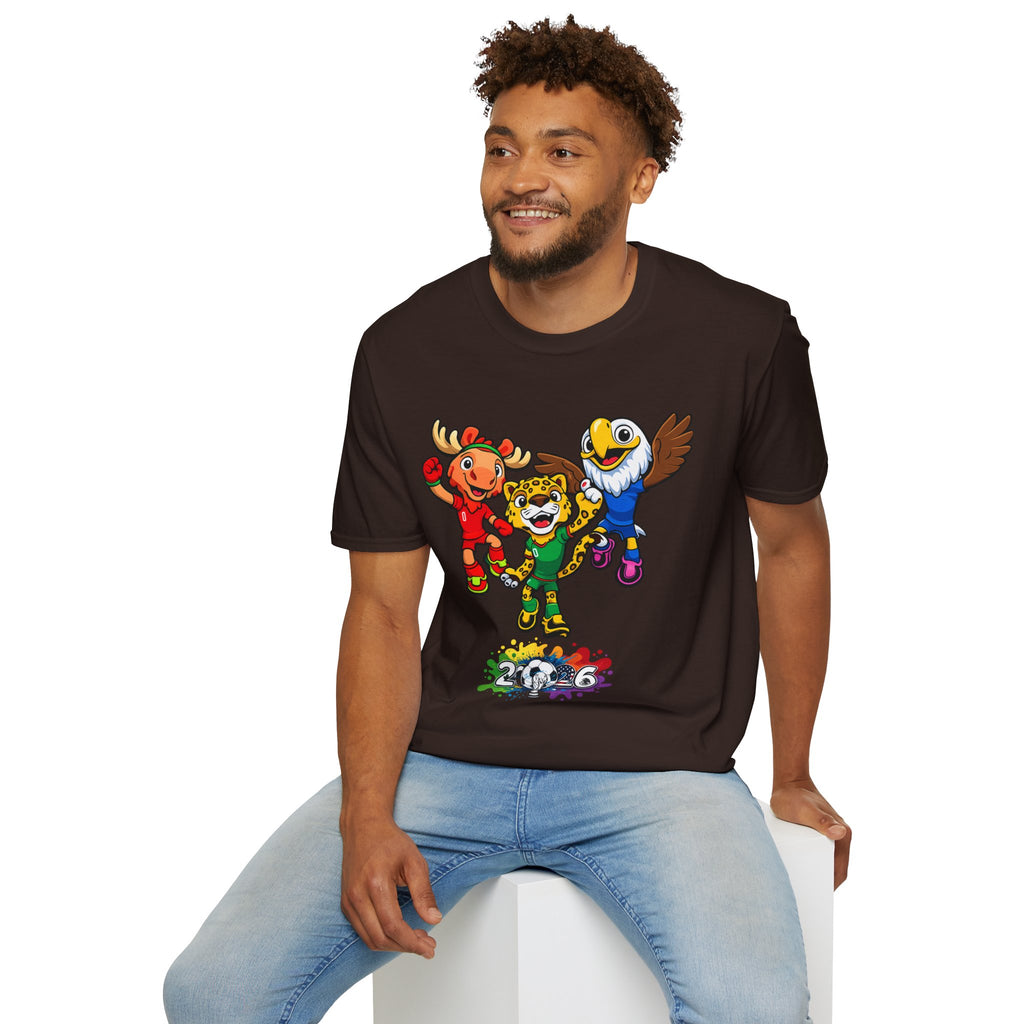 Kids Mascot Team T-Shirt — Cheerful Moose, Cheetah & Eagle Design