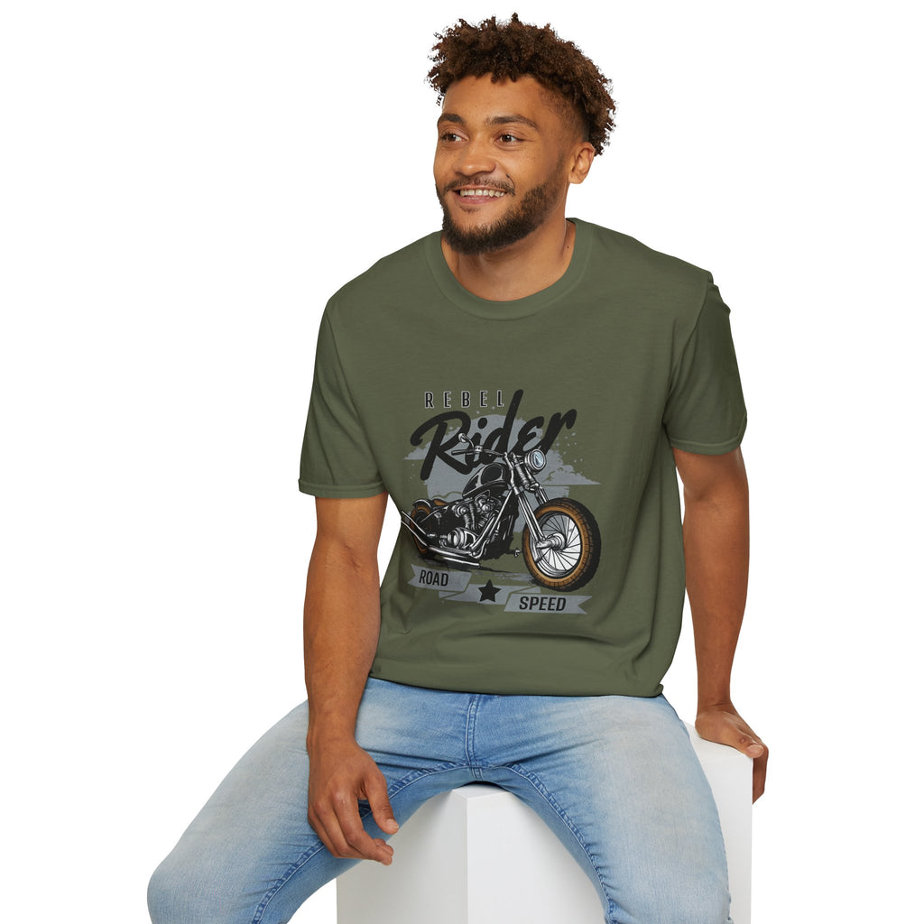 Rebel Rider Motorcycle T-Shirt — Vintage Biker Graphic Tee