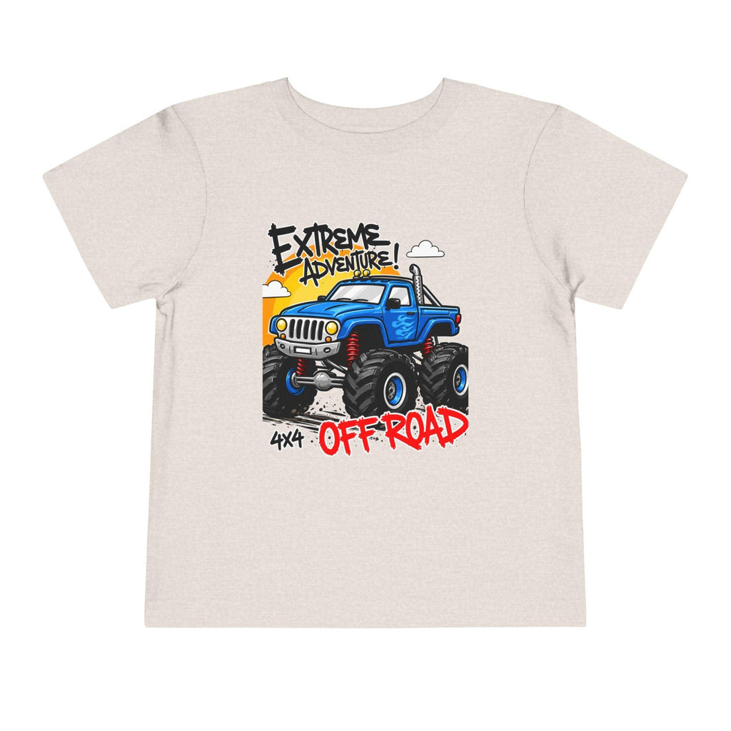 Toddler Tee - "Extreme Adventure 4x4 Off Road" Blue Monster Truck.