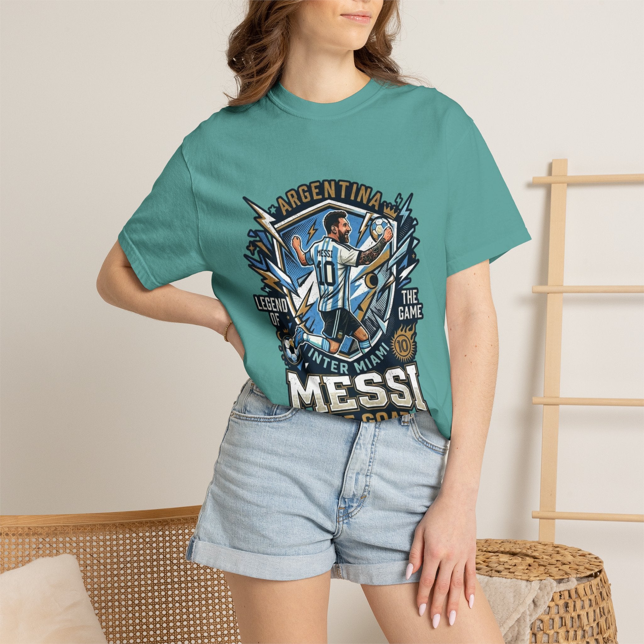 Messi "The GOAT" Soccer T-Shirt - Argentina Fan Version