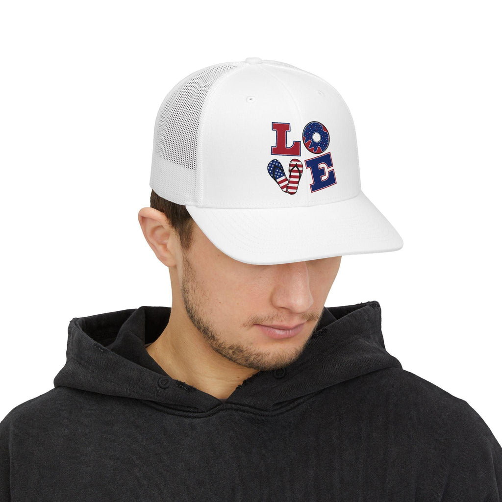 Patriotic LOVE USA flag trucker cap