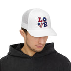 Patriotic LOVE USA flag trucker cap