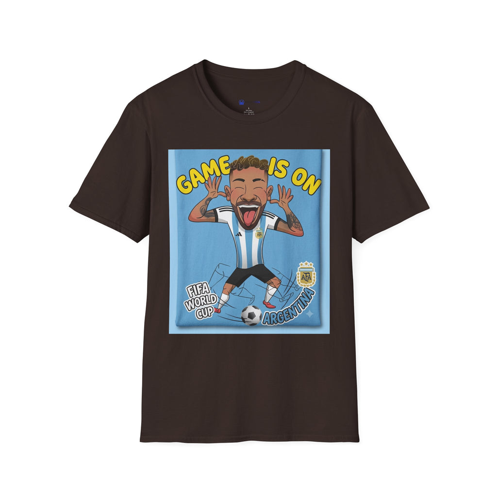 Soccer Fan T-Shirt — "Game Is On" Cartoon Player Graphic